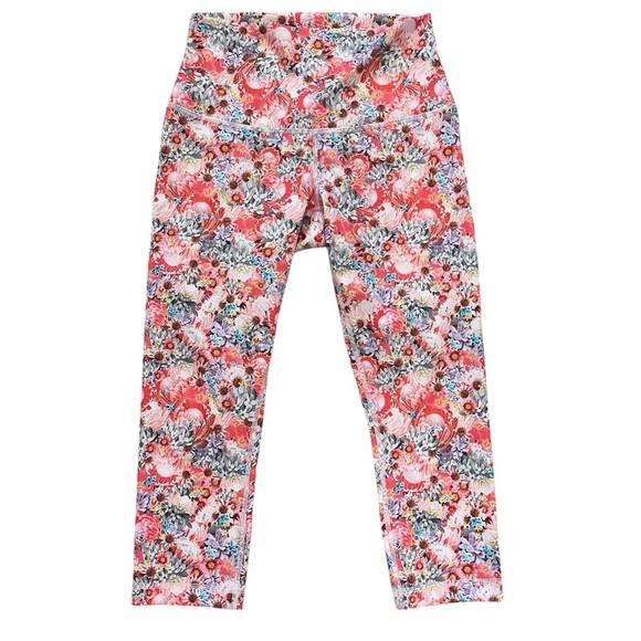 lululemon athletica Pants - Lululemon Flowabunga Luxtreme Floral HR Roll Down Wunder Under Crop 22” - Size 8